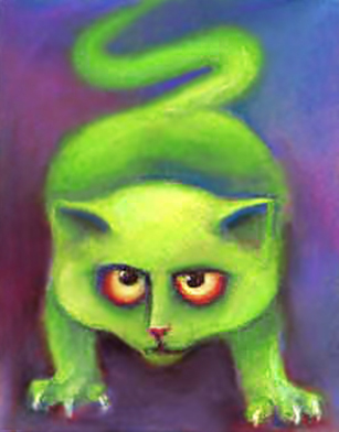 Green cats painting