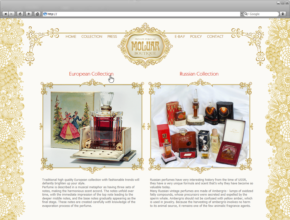 web design, perfume, collections