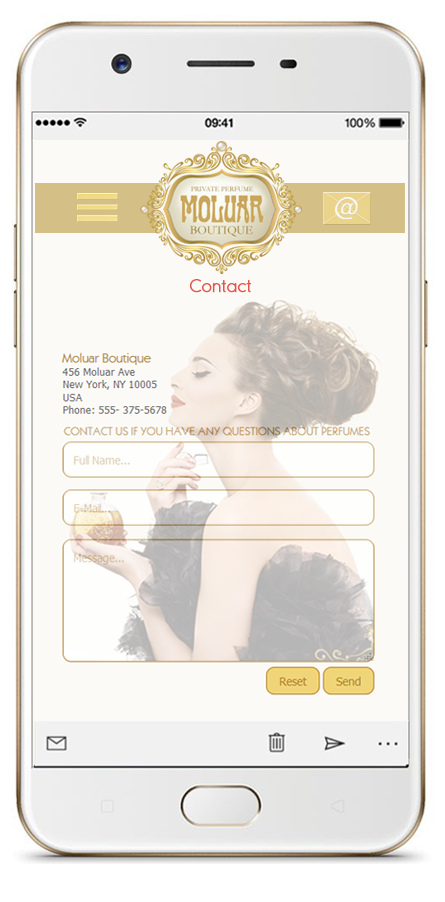 web design, perfume, contact